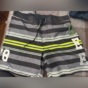 Diesel Black and Gray Athletic Shorts with Modern Stripes